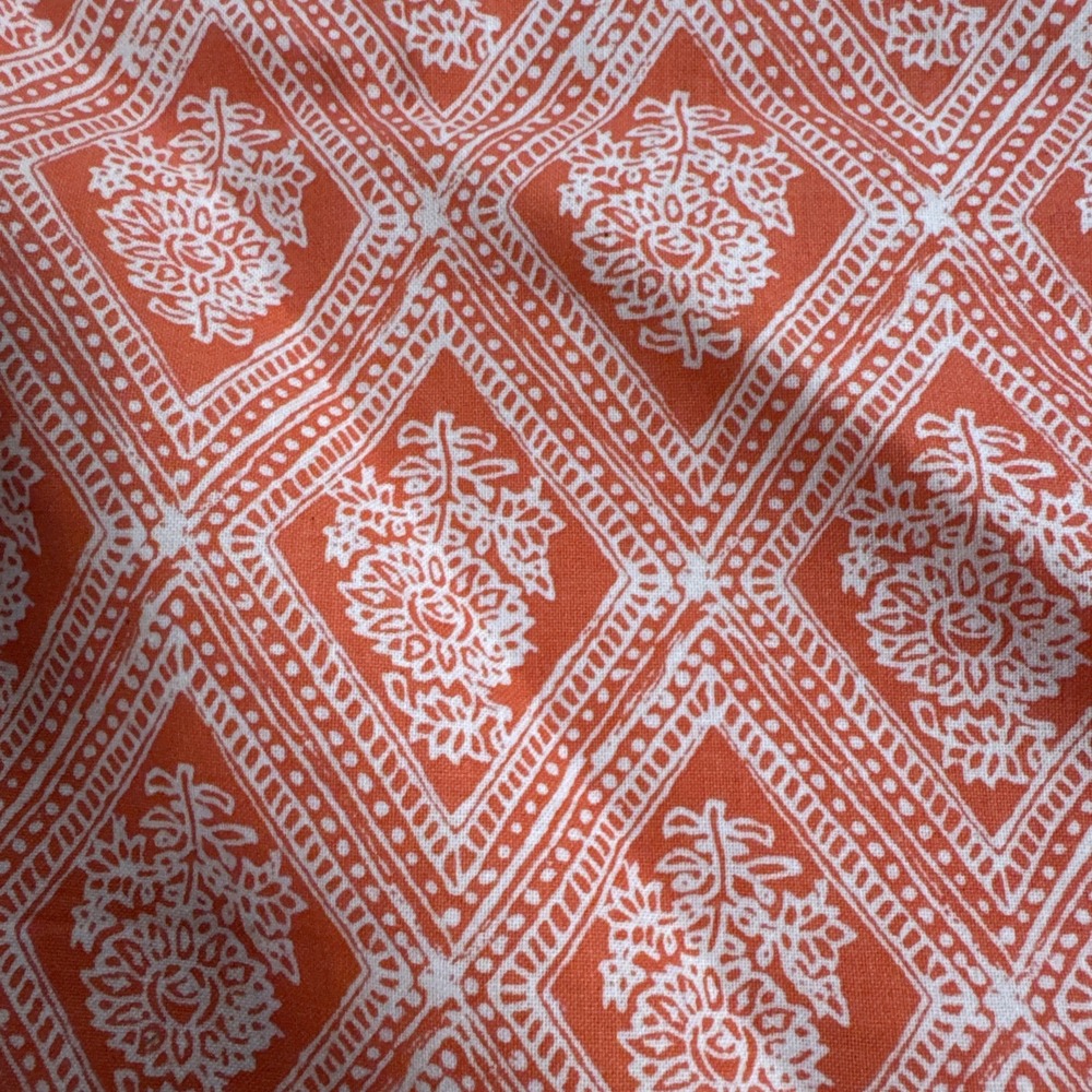 Keepsake Calico Fabric JoAnn Flower Peach & White Geometric Floral 1 yd Cotton